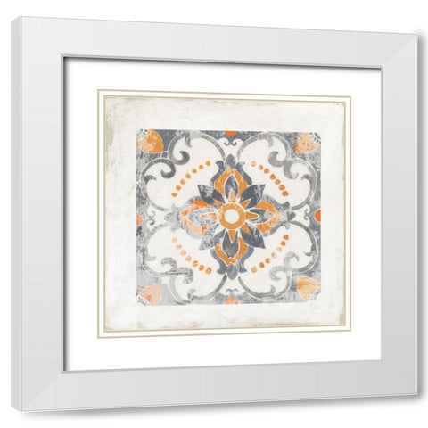 Morrocan Coral II White Modern Wood Framed Art Print with Double Matting by Reeves, Tom