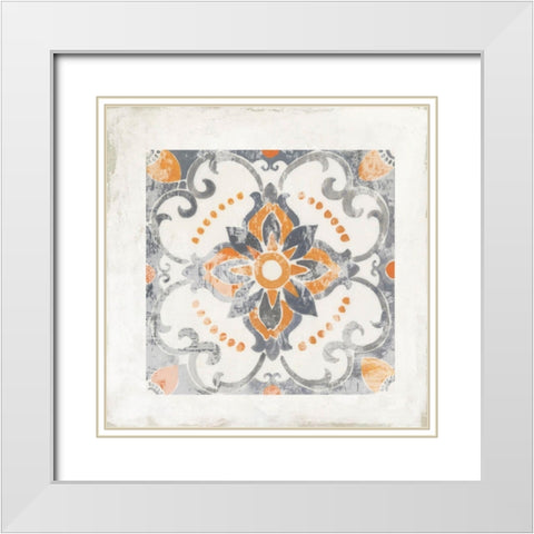 Morrocan Coral II White Modern Wood Framed Art Print with Double Matting by Reeves, Tom