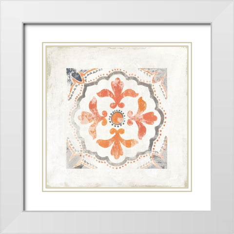Morrocan Coral III White Modern Wood Framed Art Print with Double Matting by Reeves, Tom