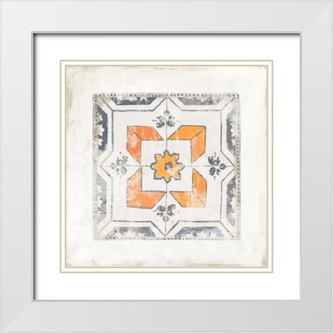 Morrocan Coral IV White Modern Wood Framed Art Print with Double Matting by Reeves, Tom