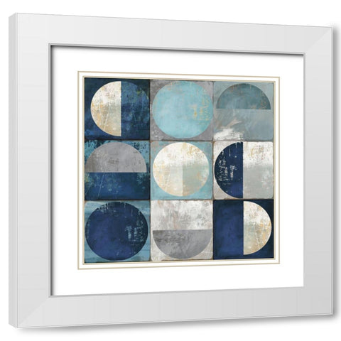 Teal Crescent  White Modern Wood Framed Art Print with Double Matting by Reeves, Tom