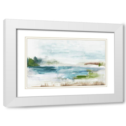 Watery Land White Modern Wood Framed Art Print with Double Matting by Reeves, Tom