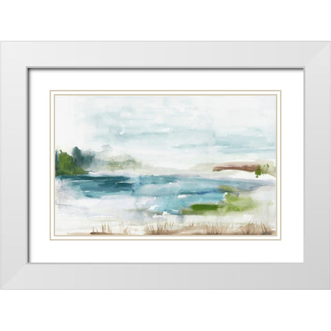 Watery Land White Modern Wood Framed Art Print with Double Matting by Reeves, Tom
