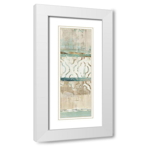 Teal Patchwork I  White Modern Wood Framed Art Print with Double Matting by Reeves, Tom