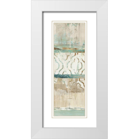 Teal Patchwork I  White Modern Wood Framed Art Print with Double Matting by Reeves, Tom