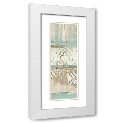 Teal Patchwork II White Modern Wood Framed Art Print with Double Matting by Reeves, Tom
