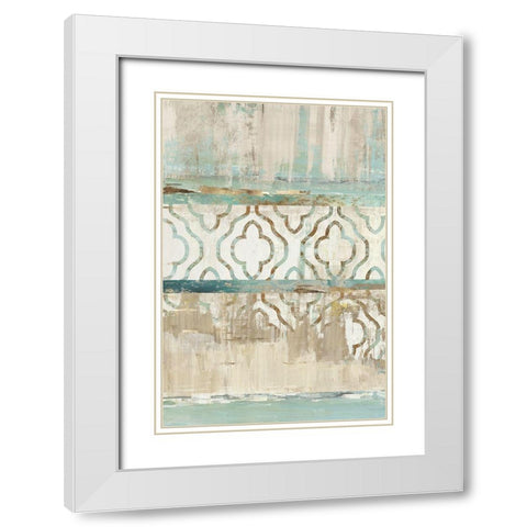 Teal Patchwork III White Modern Wood Framed Art Print with Double Matting by Reeves, Tom