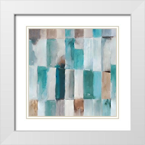 Stripes of Teal I White Modern Wood Framed Art Print with Double Matting by Reeves, Tom