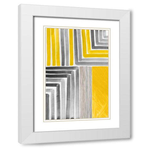 Yellow Mikado I White Modern Wood Framed Art Print with Double Matting by Reeves, Tom