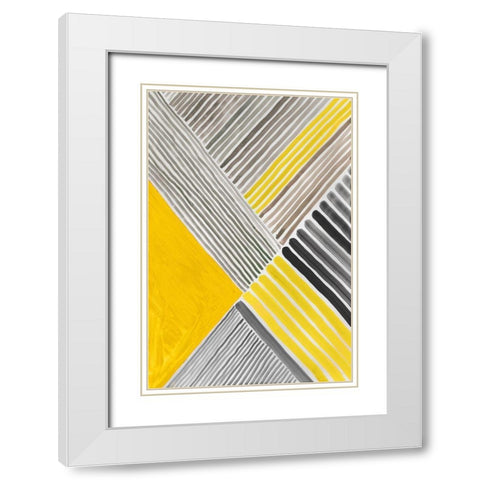 Yellow Mikado II White Modern Wood Framed Art Print with Double Matting by Reeves, Tom