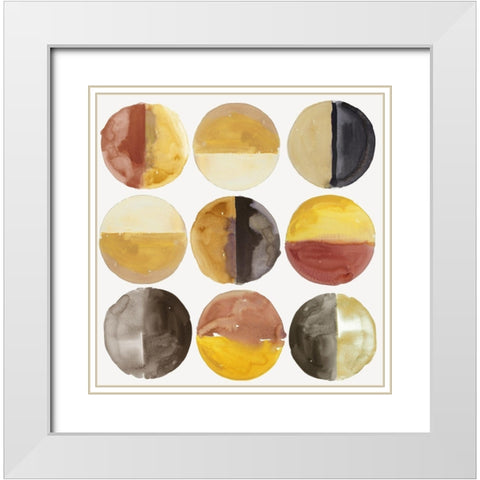 Align Dots I White Modern Wood Framed Art Print with Double Matting by Reeves, Tom