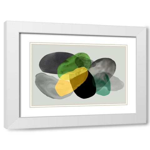 Green Overlay II White Modern Wood Framed Art Print with Double Matting by Reeves, Tom
