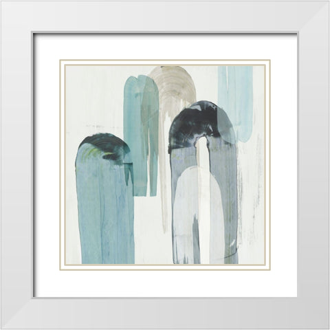 Blue Arches II White Modern Wood Framed Art Print with Double Matting by Reeves, Tom