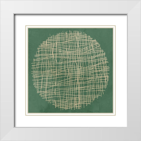 Green Weave II White Modern Wood Framed Art Print with Double Matting by Reeves, Tom
