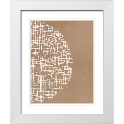 Basket Weave Circle II White Modern Wood Framed Art Print with Double Matting by Reeves, Tom