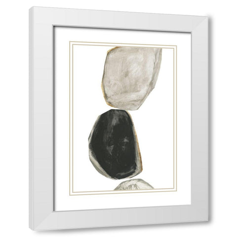 Stones II White Modern Wood Framed Art Print with Double Matting by Reeves, Tom