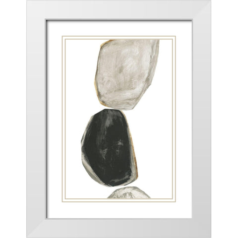 Stones II White Modern Wood Framed Art Print with Double Matting by Reeves, Tom