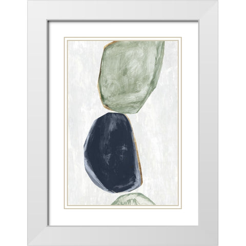 Stones II Blue Version White Modern Wood Framed Art Print with Double Matting by Reeves, Tom