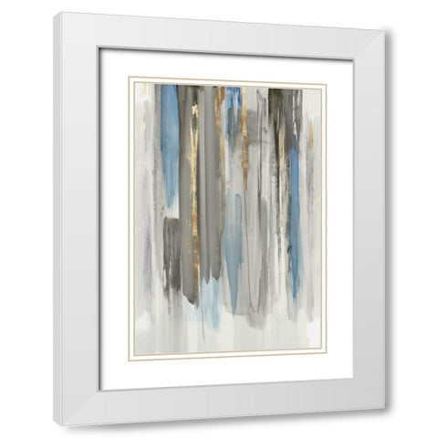 Blue Abstract Lines I  White Modern Wood Framed Art Print with Double Matting by Reeves, Tom