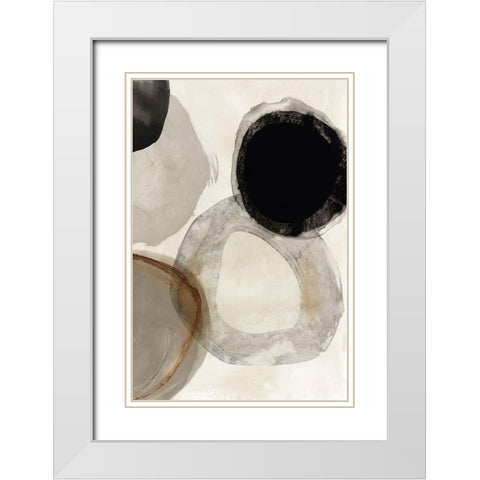Beige Rings I  White Modern Wood Framed Art Print with Double Matting by Reeves, Tom