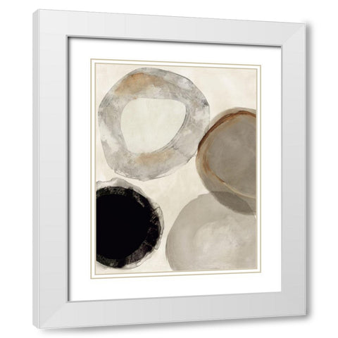 Beige Rings II White Modern Wood Framed Art Print with Double Matting by Reeves, Tom