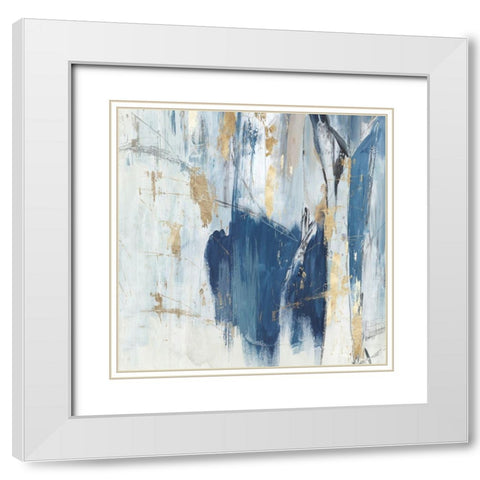 Navy Golden Shine I  White Modern Wood Framed Art Print with Double Matting by Reeves, Tom