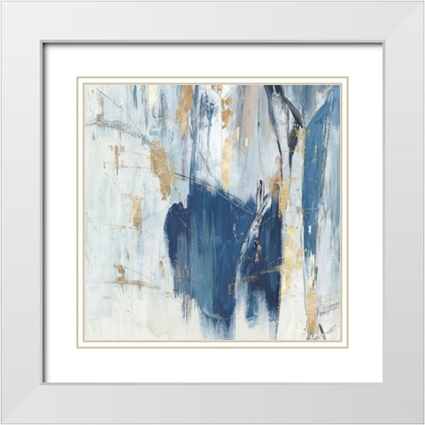 Navy Golden Shine I  White Modern Wood Framed Art Print with Double Matting by Reeves, Tom