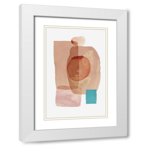 Pink Colour Blocks I  White Modern Wood Framed Art Print with Double Matting by Reeves, Tom