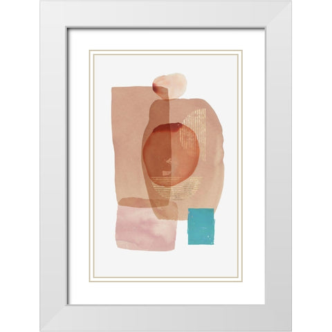 Pink Colour Blocks I  White Modern Wood Framed Art Print with Double Matting by Reeves, Tom