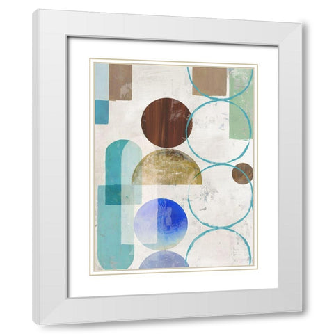 Blue Pieces Togehter I  White Modern Wood Framed Art Print with Double Matting by Reeves, Tom