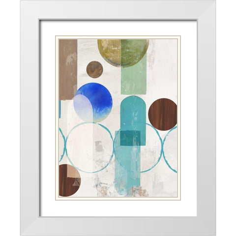 Blue Pieces Togehter II  White Modern Wood Framed Art Print with Double Matting by Reeves, Tom