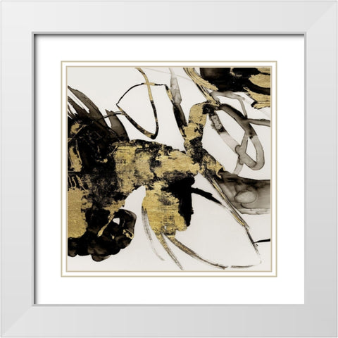 Gestural Black and Gold I  White Modern Wood Framed Art Print with Double Matting by Reeves, Tom