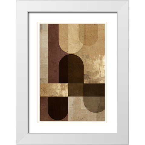 Golden Geo I  White Modern Wood Framed Art Print with Double Matting by Reeves, Tom