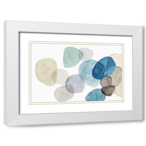 Blue Bubbles Merge II  White Modern Wood Framed Art Print with Double Matting by Reeves, Tom