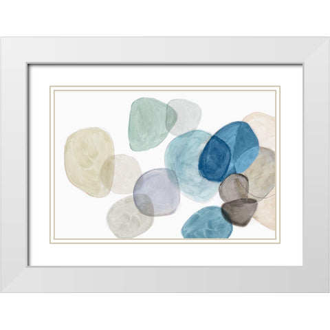 Blue Bubbles Merge II  White Modern Wood Framed Art Print with Double Matting by Reeves, Tom