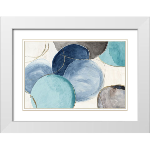 Blue Geo Blob White Modern Wood Framed Art Print with Double Matting by Reeves, Tom