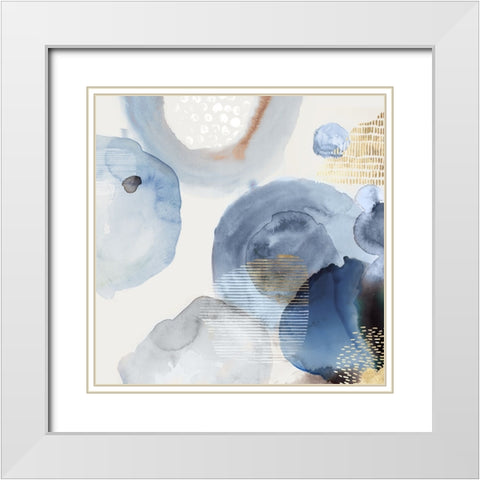 Blue Watercolour Rings II White Modern Wood Framed Art Print with Double Matting by Reeves, Tom