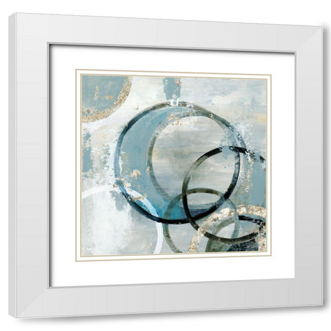 Brocade Circles White Modern Wood Framed Art Print with Double Matting by Reeves, Tom