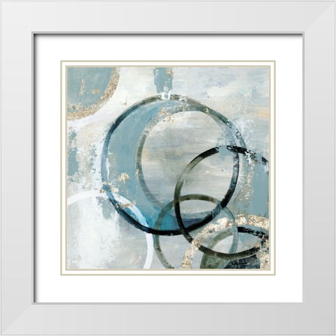 Brocade Circles White Modern Wood Framed Art Print with Double Matting by Reeves, Tom