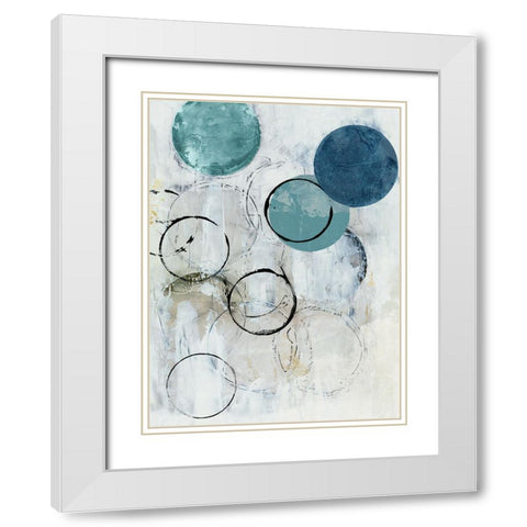 Blue Circles II White Modern Wood Framed Art Print with Double Matting by Reeves, Tom