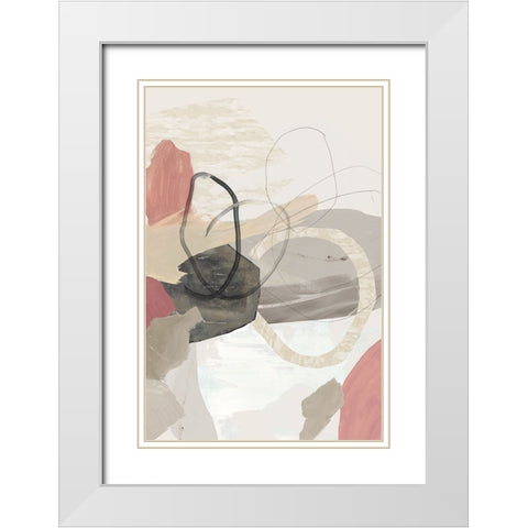 Modern Coral Abstract White Modern Wood Framed Art Print with Double Matting by Reeves, Tom