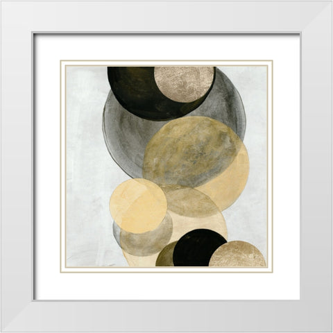 Gold Circles II White Modern Wood Framed Art Print with Double Matting by Reeves, Tom