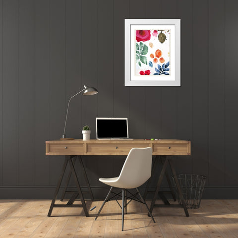 Voice of Flowers I White Modern Wood Framed Art Print with Double Matting by Palmer, Ruth
