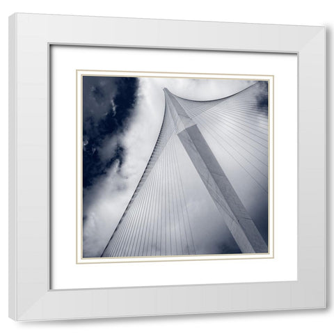 Chords II White Modern Wood Framed Art Print with Double Matting by Schenck, Robert
