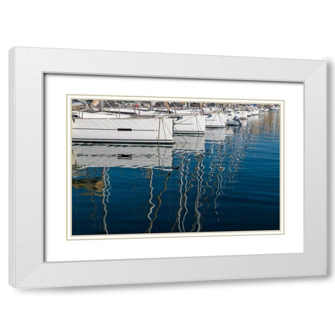 Marseille Boats I White Modern Wood Framed Art Print with Double Matting by Silver, Richard