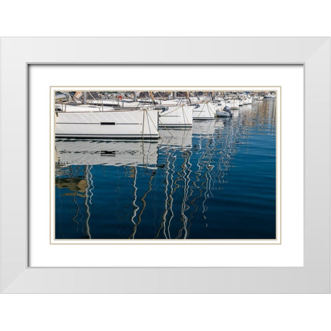 Marseille Boats I White Modern Wood Framed Art Print with Double Matting by Silver, Richard