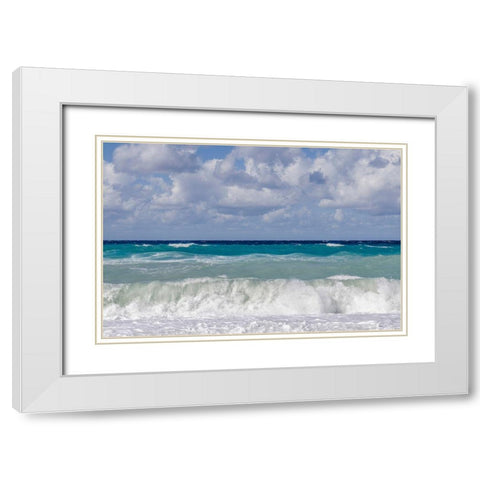 Crashing Blue Waves White Modern Wood Framed Art Print with Double Matting by Silver, Richard