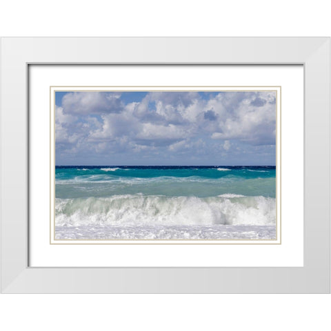 Crashing Blue Waves White Modern Wood Framed Art Print with Double Matting by Silver, Richard