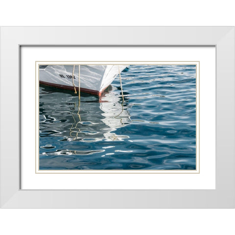 Boat Reflections White Modern Wood Framed Art Print with Double Matting by Silver, Richard