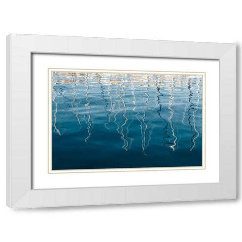Boat Sails Reflections  White Modern Wood Framed Art Print with Double Matting by Silver, Richard